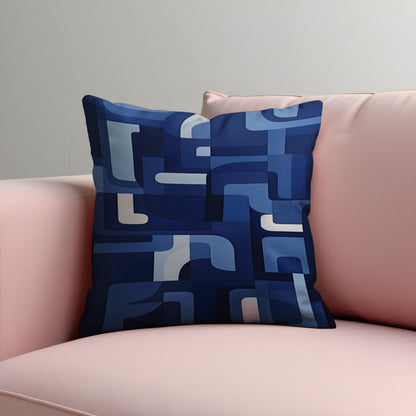 Blue Geometric Cushion Cover, Mid Century Pillow Case