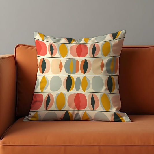 Retro Oval Pattern Cushion Cover, Mid Century Modern Pillow Cover