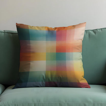 Rainbow Plaid Cushion Cover, Colorful Throw Pillow Case