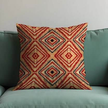 Warm Red Tribal Throw Pillow Cover, Bold Geometric Cushion Case