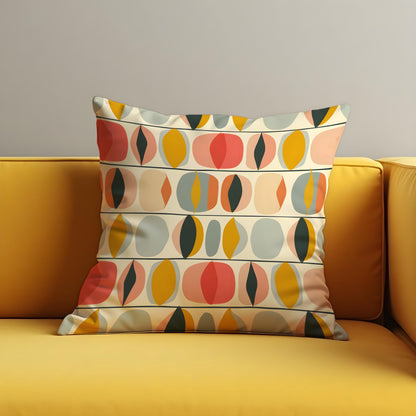 Retro Oval Pattern Cushion Cover, Mid Century Modern Pillow Cover