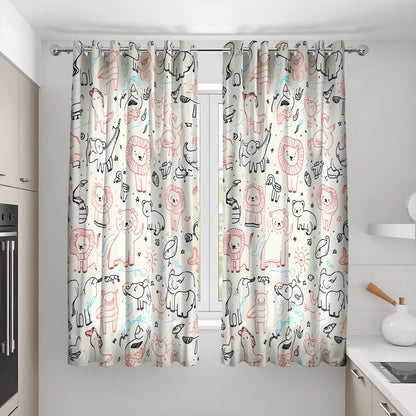 Whimsical Safari Animal Curtains, Kids Jungle Zoo Drapes