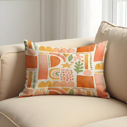 Boho Abstract Cushion Cover, Warm Terracotta Geometric Pillow Cover