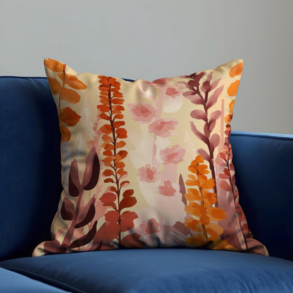 Autumn Floral Pillow Cover, Watercolor Botanical Cushion Case