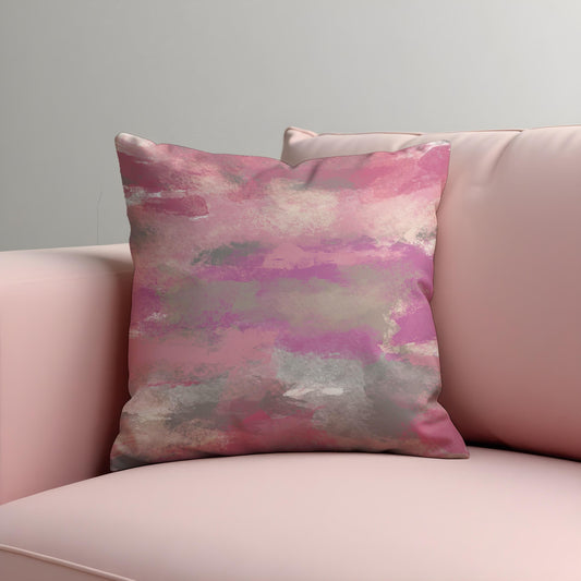 Pink Watercolor Throw Pillow Cover, Abstract Brush Art Cushion Cover