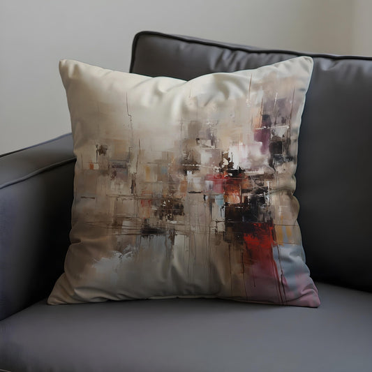 Modern Abstract Cityscape Cushion Cover, Paint Effect Throw Pillow Cover