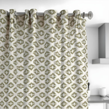 Neutral Grey Geometric Curtains, Minimal Modern Drapes