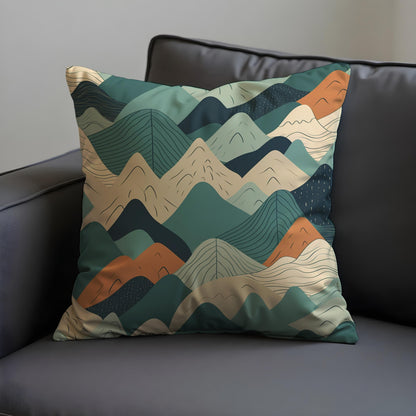 Abstract Mountain Cushion Cover, Geometric Landscape Pillow Case