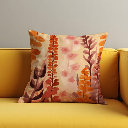 Autumn Floral Pillow Cover, Watercolor Botanical Cushion Case