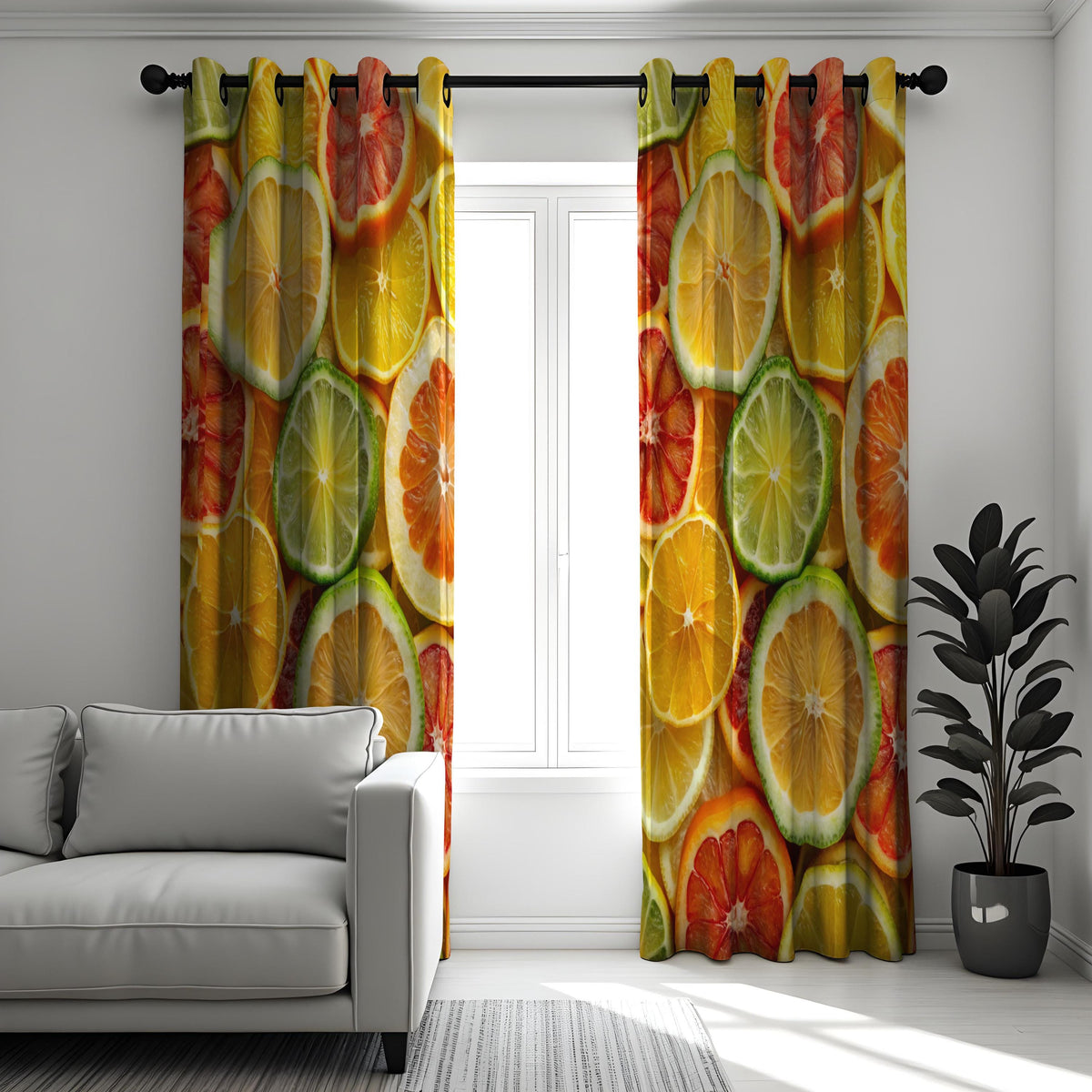 Citrus Fruit Kitchen Curtains, Lemon Lime Orange Drapes