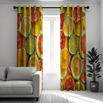 Citrus Fruit Kitchen Curtains, Lemon Lime Orange Drapes