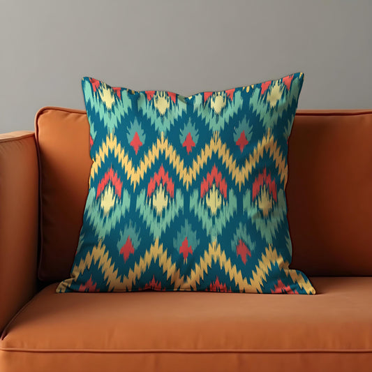 Tribal Ikat Throw Pillow Cover, Bold Geometric Cushion Cover