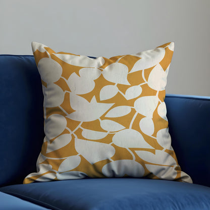 Retro Mustard Leaf Cushion Cover, Mid-Century Modern Abstract Pillowcase