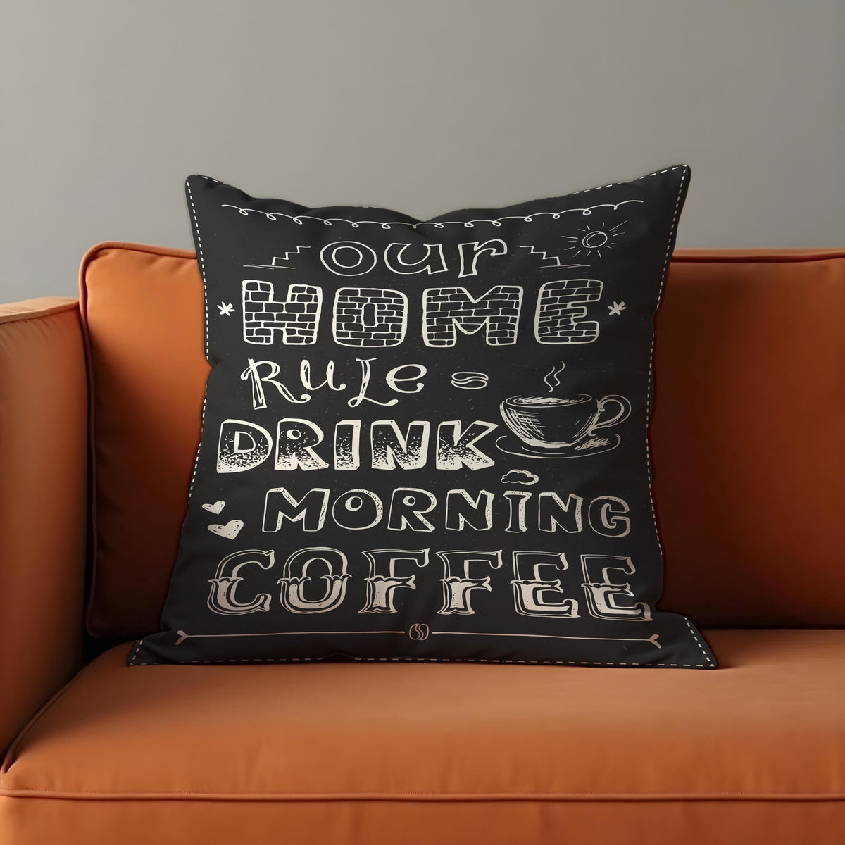 Coffee Quote Cushion Cover, Chalkboard Throw Pillow Case