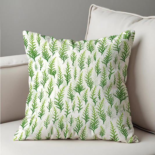 Green Botanical Cushion Cover, Watercolor Leaf Pattern Pillow Case