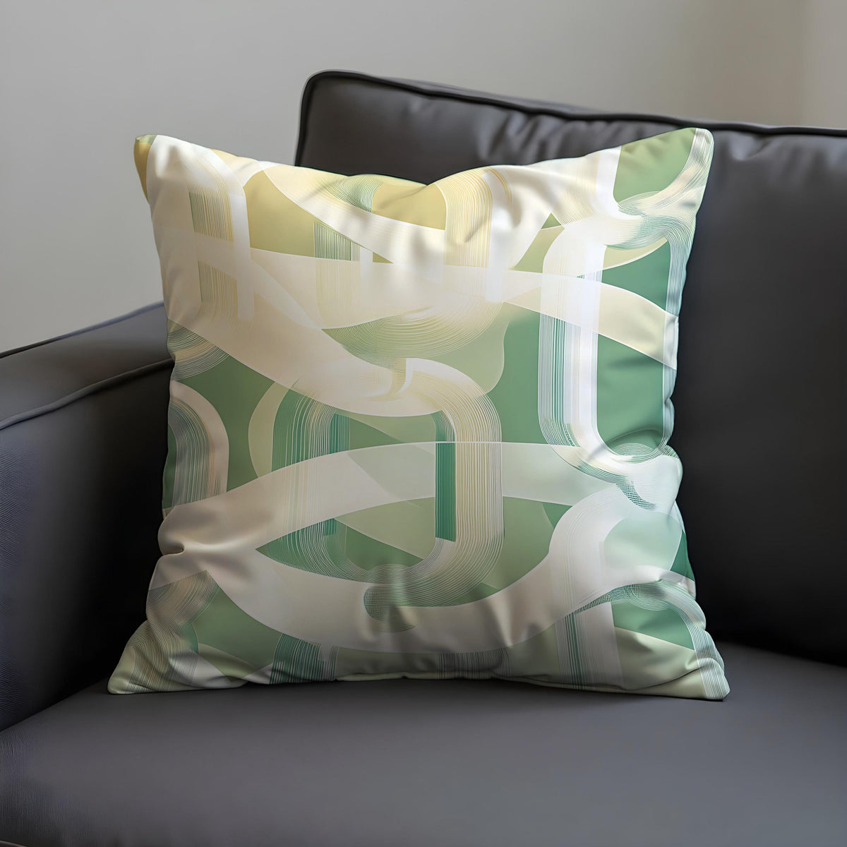 Green Abstract Cushion Cover, Brushstroke Pillow Case