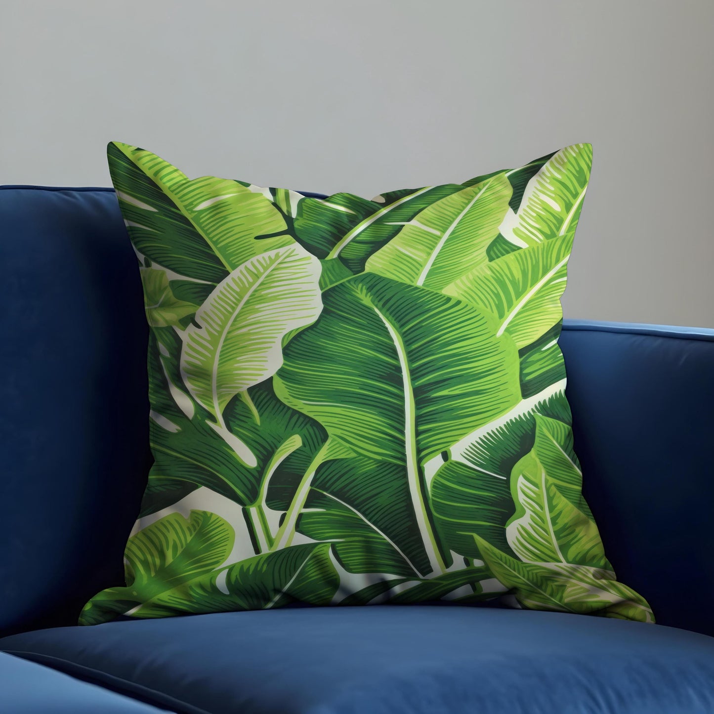 Tropical Banana Leaf Cushion Cover, Bold Green Botanical Throw Pillow Case