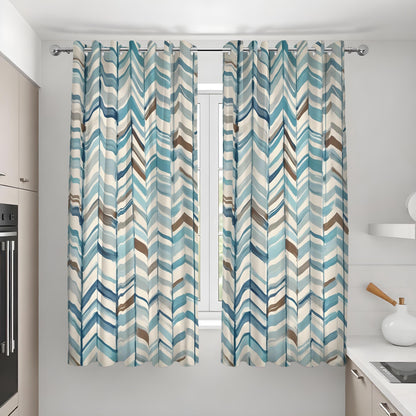 Multicolor Chevron Curtains, Herringbone Pattern Drapes