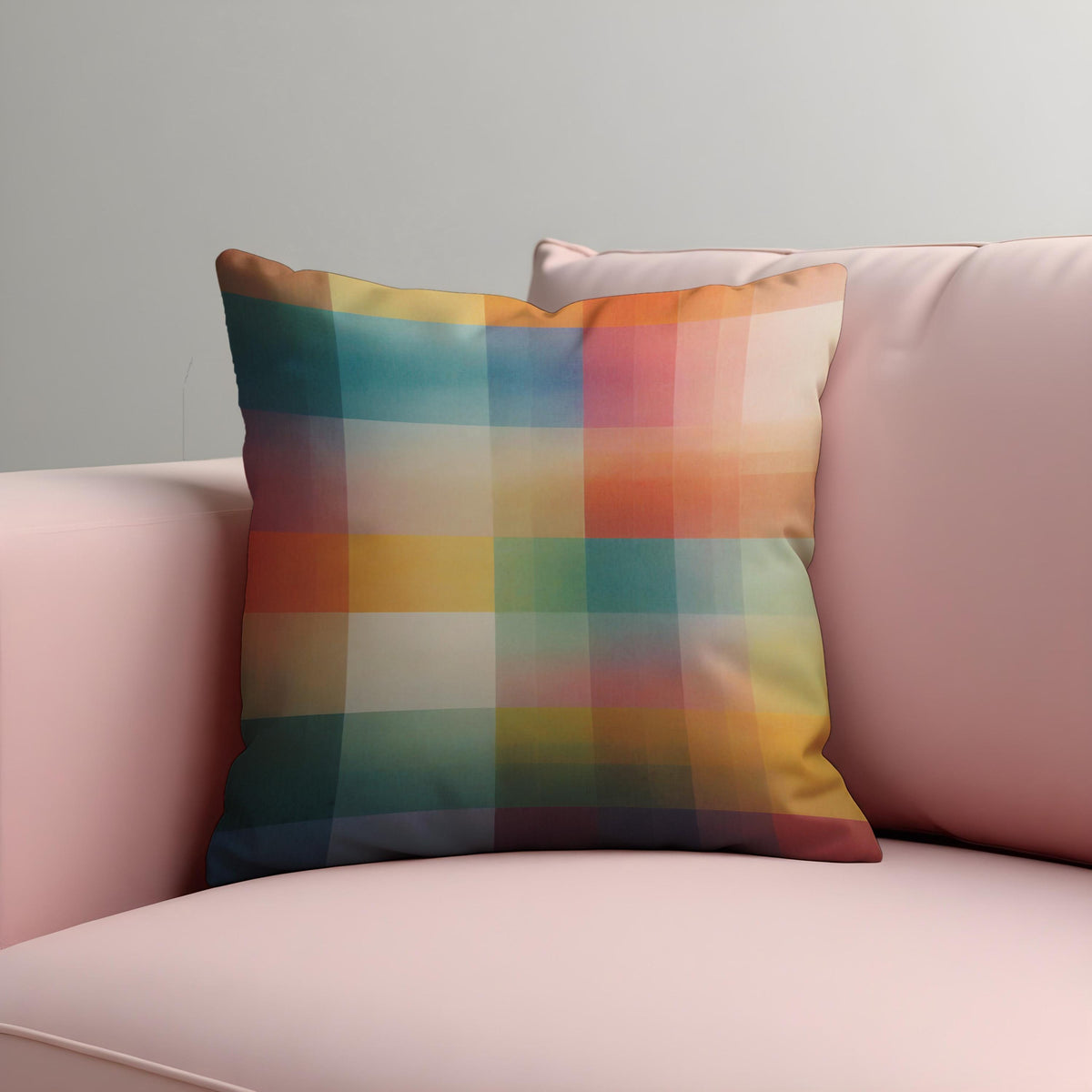 Rainbow Plaid Cushion Cover, Colorful Throw Pillow Case