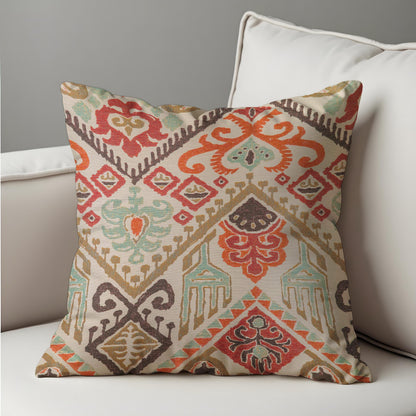 Boho Ikat Cushion Cover, Geometric Ethnic Throw Pillow Case