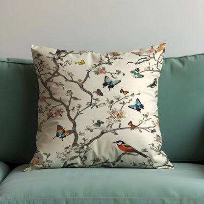 Bird Print Cushion Cover, Branch Throw Pillow Case