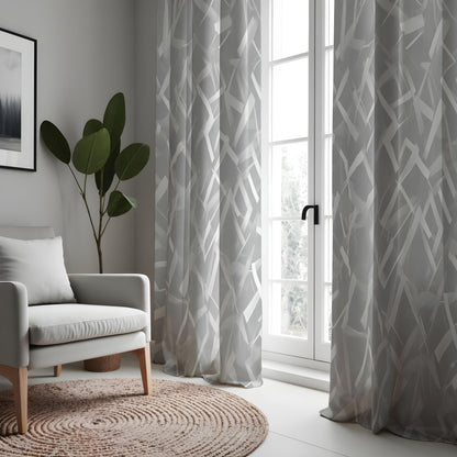 Grey Brush Pattern Curtains, Minimalist Geometric Drapes