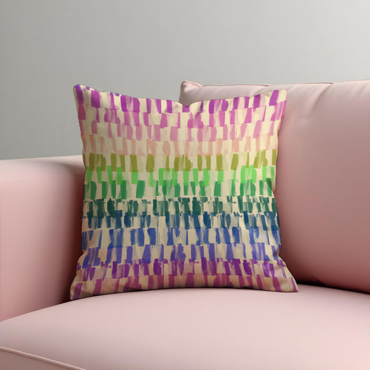 Rainbow Brushstroke Cushion Cover, Colorful Abstract Throw Pillow Case