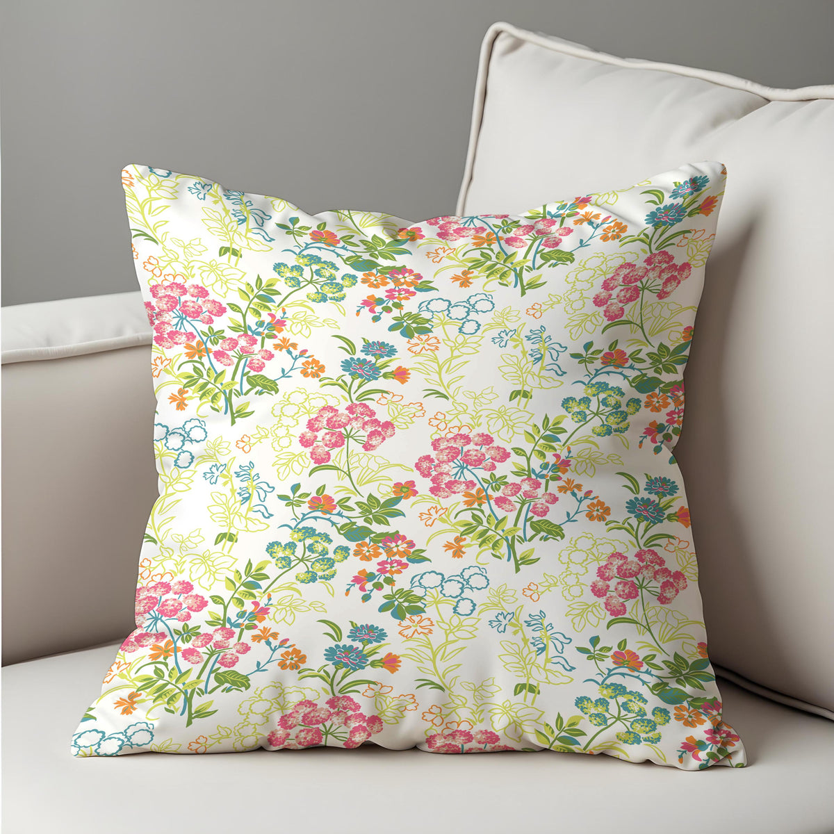Pastel Floral Cushion Cover, Classic Garden Throw Pillow Case