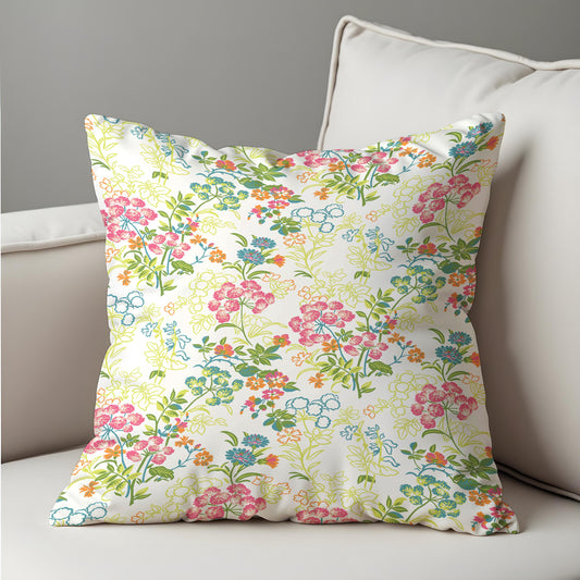 Pastel Floral Cushion Cover, Classic Garden Throw Pillow Case