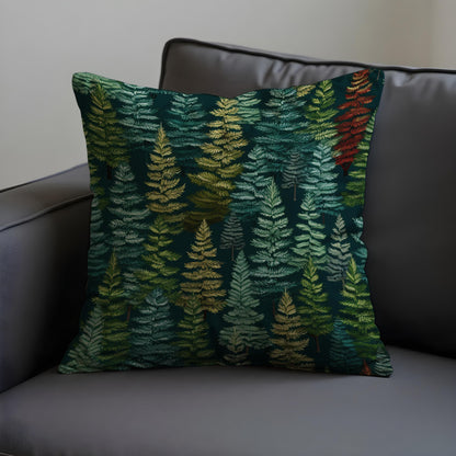 Pine Tree Forest Cushion Cover, Dark Green Woodland Pillow Case