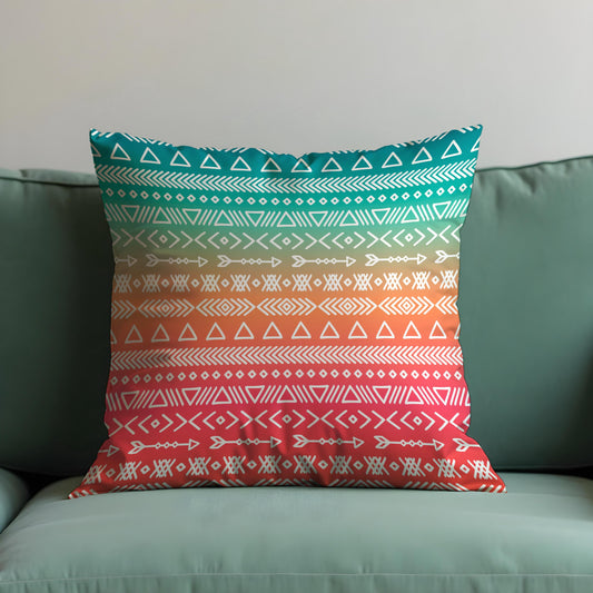 Boho Tribal Pattern Cushion Cover, Colorful Geometric Pillow Case