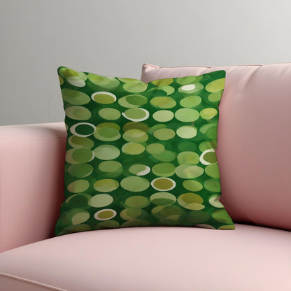 Green Polka Dot Cushion Cover, Playful Abstract Circle Pillow Case