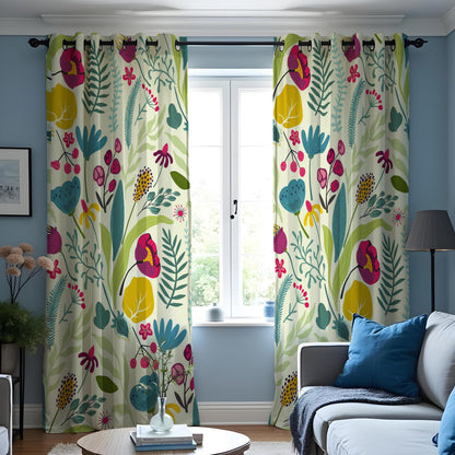 Modern Botanical Floral Curtains, Custom Made Window Drapes