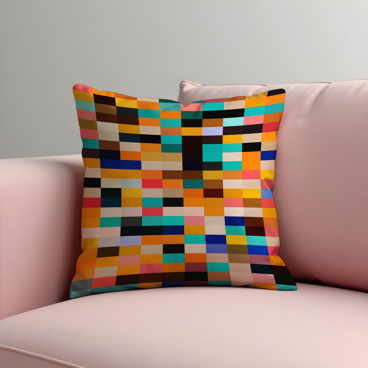 Color Block Cushion Cover, Pixel Art Throw Pillow Case