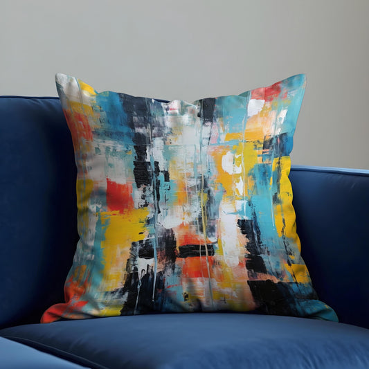 Colorful Abstract Art Cushion Cover, Brushstroke Throw Pillow Case