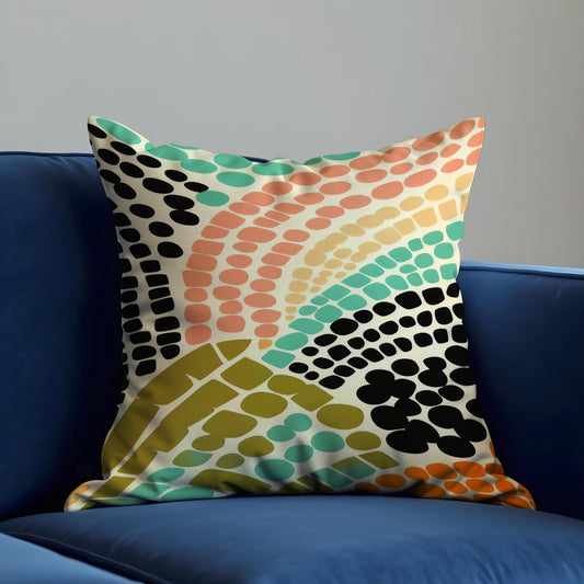 Retro Dot Cushion Cover, Mid Century Throw Pillow Case