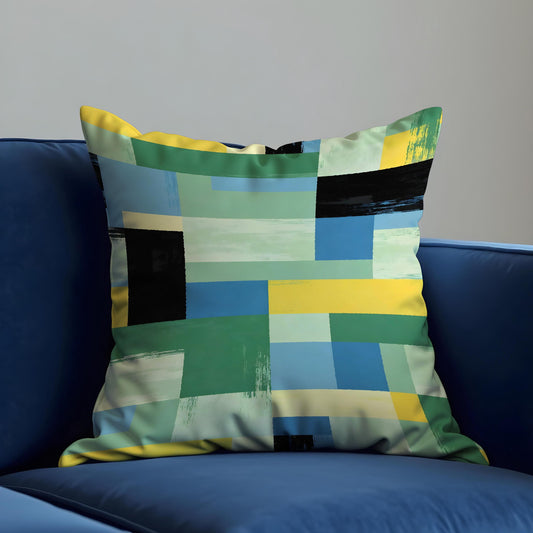 Color Block Cushion Cover, Abstract Geometric Pillow Case