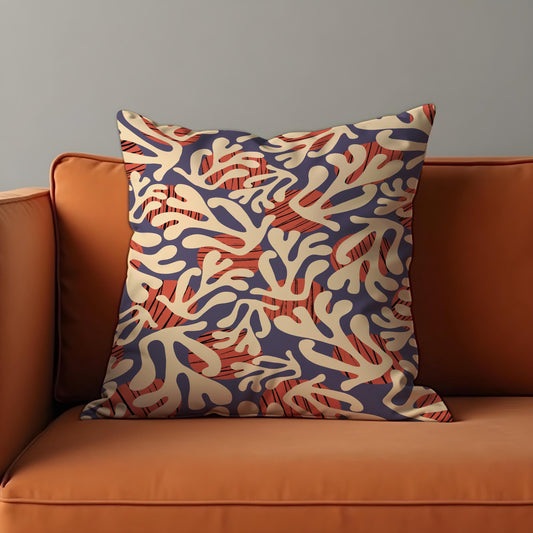Abstract Coral Reef Cushion Cover, Modern Ocean Pillow Cover
