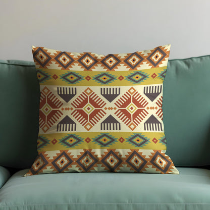 Boho Tribal Cushion Cover, Colorful Aztec Geometric Pillow Case