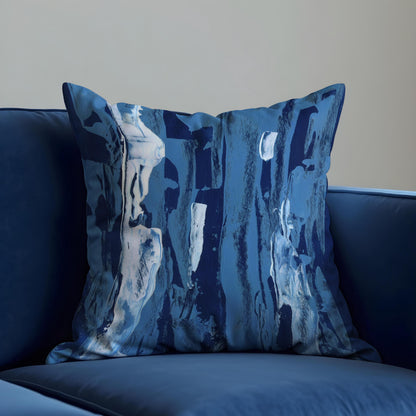 Blue Marble Effect Cushion Cover, Abstract Pillow Case