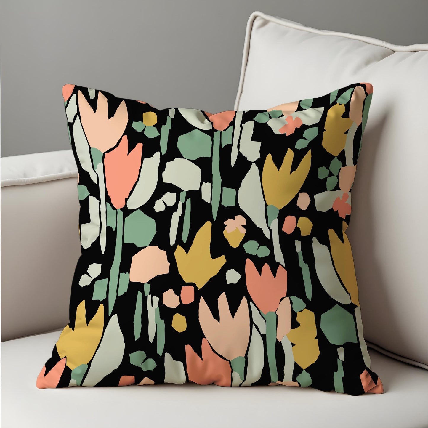 Bold Floral Cushion Cover, Modern Abstract Tulip Pillow Case