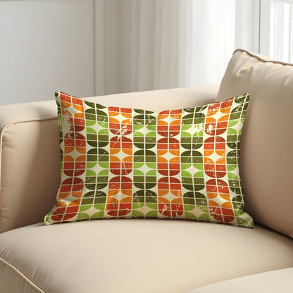 Farmhouse Geometric Cushion Cover, Retro 70s Throw Pillow Cover
