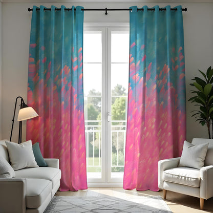 Pink Blue Ombre Curtains, Gradient Abstract Window Drapes