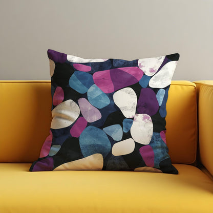 Abstract Pebble Cushion Cover, Purple & Blue Bold Rock Pillow Cover