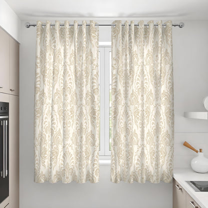 Beige Cream Damask Curtains, Classic Neutral Window Drapes