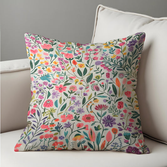 Colorful Wildflower Cushion Cover, Floral Pillow Case