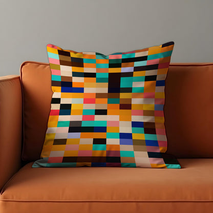 Color Block Cushion Cover, Pixel Art Throw Pillow Case