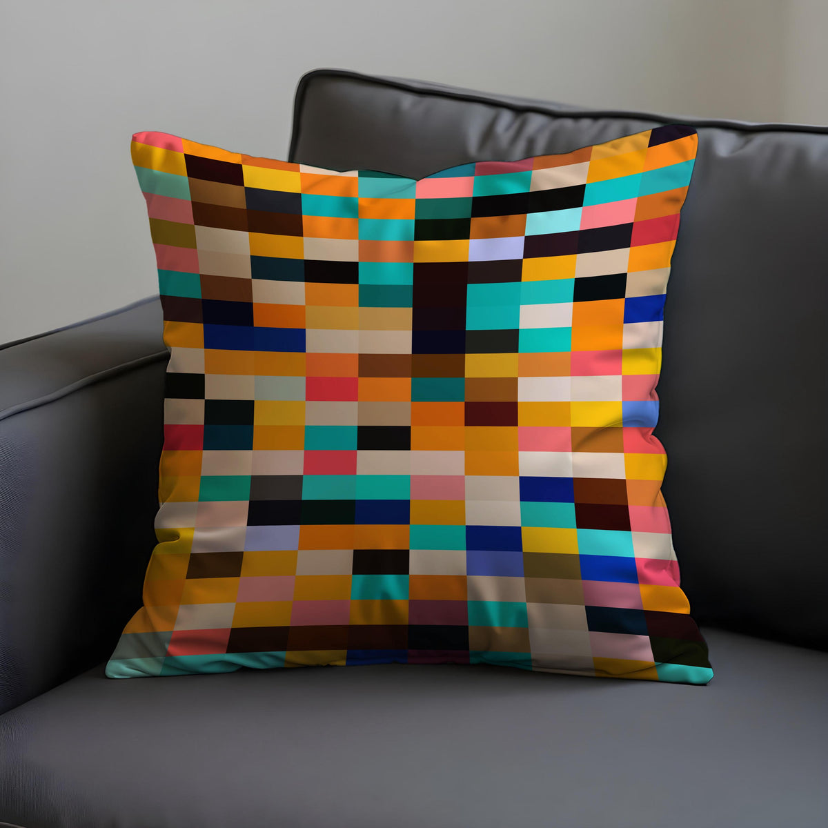 Color Block Cushion Cover, Pixel Art Throw Pillow Case