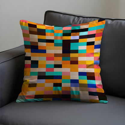 Color Block Cushion Cover, Pixel Art Throw Pillow Case