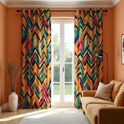 Colorful Chevron Zigzag Curtains, Bold Geometric Drapes